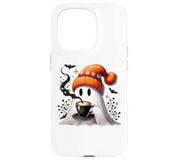 Fall Ghost with Coffee Mug,Halloween Ghost Drinking Coffee Carcasa para iPhone 15 Pro