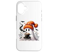 Fall Ghost with Coffee Mug,Halloween Ghost Drinking Coffee Carcasa para iPhone 16 Plus