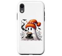 Fall Ghost with Coffee Mug,Halloween Ghost Drinking Coffee Carcasa para iPhone XR