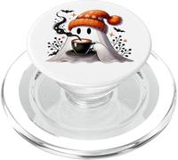 Fall Ghost with Coffee Mug,Halloween Ghost Drinking Coffee PopSockets PopGrip para MagSafe