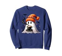 Fall Ghost with Coffee Mug,Halloween Ghost Drinking Coffee Sudadera