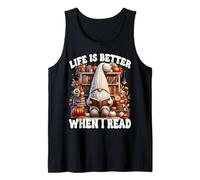 Fall GNOME For Book Lover Teacher Life Is Better When I Read Camiseta sin Mangas