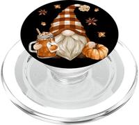 Fall GNOME In Autumn Buffalo Plaid Who Loves Pumpkin Spice PopSockets PopGrip para MagSafe