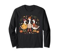 Fall Goose Autumn Pumpkins and Woodland Leaves Manga Larga