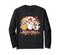 Fall Goose Autumn Pumpkins and Woodland Leaves Manga Larga