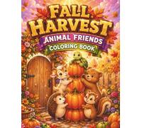 Fall Harvest Animal Friends Coloring Book: Cozy Autumn Coloring Pages with Cute Woodland Animals, Pumpkins, and Farm Life for Kids and Adults Relaxation