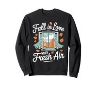 Fall In Love with Fresh Air Autumn Window Leaves Sudadera
