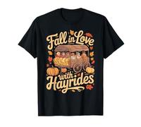 Fall In Love with Hayrides Autumn Leaves Pumpkins Harvest Camiseta
