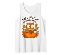 Fall in Love with Learning Cute Owl Autumn Design Camiseta sin Mangas