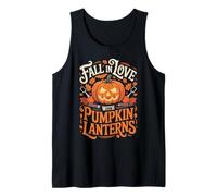 Fall In Love with Pumpkin Lanterns Halloween Autumn Vibes Camiseta sin Mangas