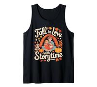 Fall In Love with Storytime Autumn Family Reading Camiseta sin Mangas