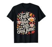 Fall In Love with Tea Time Autumn Leaves Camiseta