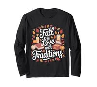 Fall In Love with Traditions Autumn Pumpkins Leaves Manga Larga