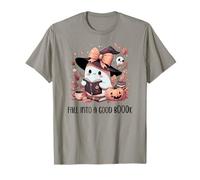 Fall Into a Good Book Cute Ghost Reading Lovers Books Coffee Camiseta