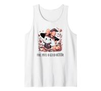 Fall Into a Good Book Cute Ghost Reading Lovers Books Coffee Camiseta sin Mangas