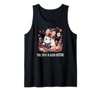 Fall Into a Good Book Ghost Reading Lovers Books and Coffee Camiseta sin Mangas