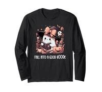 Fall Into a Good Book Ghost Reading Lovers Books and Coffee Manga Larga