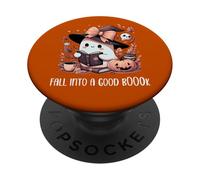 Fall Into a Good Book Ghost Reading Lovers Books and Coffee PopSockets PopGrip Adhesivo