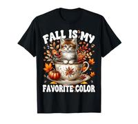 Fall Is My Favorite Color Autumn Thanksgiving Fall Cat Mom Camiseta