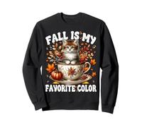 Fall Is My Favorite Color Autumn Thanksgiving Fall Cat Mom Sudadera
