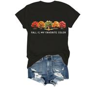 Fall is My Favorite Color - Camiseta de manga corta con gráfico de Halloween, camiseta de otoño para regalo de Acción de Gracias, Negro, XL