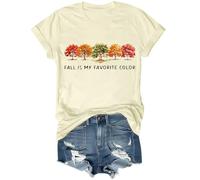 Fall is My Favorite Color - Camiseta de manga corta con gráfico de Halloween, camiseta de otoño para regalo de Acción de Gracias, Amarillo cremoso, M