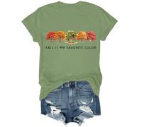 Fall is My Favorite Color - Camiseta de manga corta con gráfico de Halloween, camiseta de otoño para regalo de Acción de Gracias, verde, S