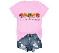 Fall is My Favorite Color - Camiseta de manga corta con gráfico de Halloween, camiseta de otoño para regalo de Acción de Gracias, rosa, XXL
