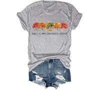 Fall is My Favorite Color - Camiseta de manga corta con gráfico de Halloween, camiseta de otoño para regalo de Acción de Gracias, gris, L