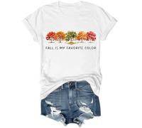 Fall is My Favorite Color - Camiseta de manga corta con gráfico de Halloween, camiseta de otoño para regalo de Acción de Gracias, blanco, S