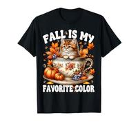 Fall Is My Favorite Color Cute Autumn Kitten For Cat Grandma Camiseta