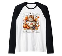 Fall Is My Favorite Color Cute Autumn Kitten For Cat Grandma Camiseta Manga Raglan
