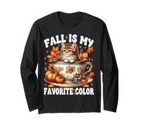 Fall Is My Favorite Color Cute Autumn Kitten For Cat Grandma Manga Larga