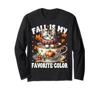 Fall Is My Favorite Color Kitten In Knitted Scarf Cute Cat Manga Larga