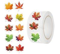 Fall Leaf Stickers - 500pcs Maple Decorative Set | Autumn Envelope Seal Stickers, Scrapbook Planner Craft Decals, Waterproof Thanksgiving DIY Sticker Roll For Bottles Journals | Craft Use