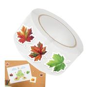 Fall Leaf Stickers - 500pcs Maple Leaf Seal Stickers Roll | Autumn Thanksgiving Decorative Decals For Envelope Water Bottle Scrapbook Planner Crafts Party Decoration Use