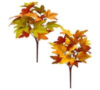 Fall Leaves - 2Piece Artificial Maple Garland, Autumn Centerpiece Branches | Multipurpose Thanksgiving Seasonal Arrangement For Table Mantel Fireplace Party Wedding Festival Indoor Display Decoration