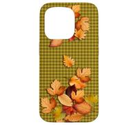Fall Leaves - Autumn Gingham Phone Cover Forest Green Plaid Carcasa para iPhone 15 Pro