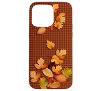 Fall Leaves - Autumn Gingham Phone Cover Rustic Brown Plaid Carcasa para iPhone 15 Pro MAX