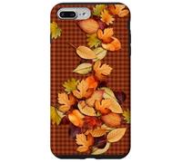 Fall Leaves - Autumn Gingham Phone Cover Rustic Brown Plaid Carcasa para iPhone 7 Plus/8 Plus