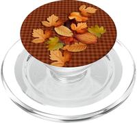 Fall Leaves - Autumn Gingham Phone Cover Rustic Brown Plaid PopSockets PopGrip para MagSafe