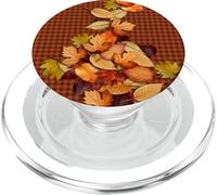 Fall Leaves - Autumn Gingham Phone Cover Rustic Brown Plaid PopSockets PopGrip para MagSafe