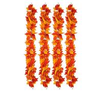 Fall Leaves Garland - 4 Piece Artificial Autumn Garland for Thanksgiving Decorations | Rustic Farmhouse Décor for Halloween, Wedding, Party, Window, Staircase, Fireplace Mantel, Table Centerpiece, and