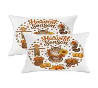 Fall Maine Coons - Juego de 2 fundas de almohada de gato de 12 x 20 pulgadas, juego de fundas de almohada suaves de cosecha de otoño con cremallera, patrón de espantapájaros de granja, decoración de