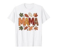 Fall Mama Patchwork Style Hojas de otoño Calabaza Camiseta gráfica económica, Hombre, Blanco, XL