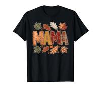 Fall Mama Patchwork Style Hojas de otoño Calabaza Camiseta gráfica económica, Hombre, Negro, S