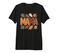 Fall Mama Patchwork Style Hojas de otoño Calabaza Camiseta Premium