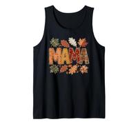 Fall Mama Patchwork Style Hojas de otoño Calabaza Camiseta sin Mangas