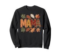 Fall Mama Patchwork Style Hojas de otoño Calabaza Sudadera