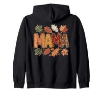 Fall Mama Patchwork Style Hojas de otoño Calabaza Sudadera con Capucha